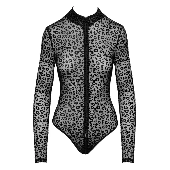 Noir - body de manga longa com estampa de leopardo (preto)