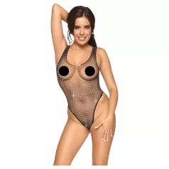 Cottelli - body arrastão com strass - preto - tamanho S-L