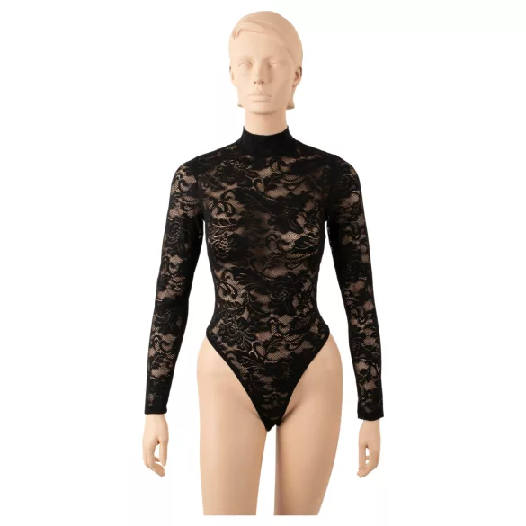 Cottelli - body de renda de manga comprida (preto) - S - M