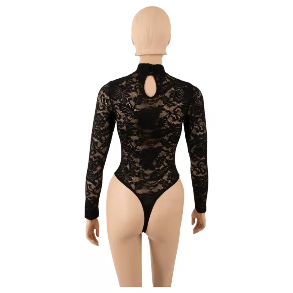Cottelli - body de renda de manga comprida (preto) - S - M