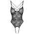 Cottelli - body feminino aberto transparente - renda preta - M