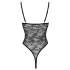 Cottelli - body feminino aberto transparente - renda preta - M