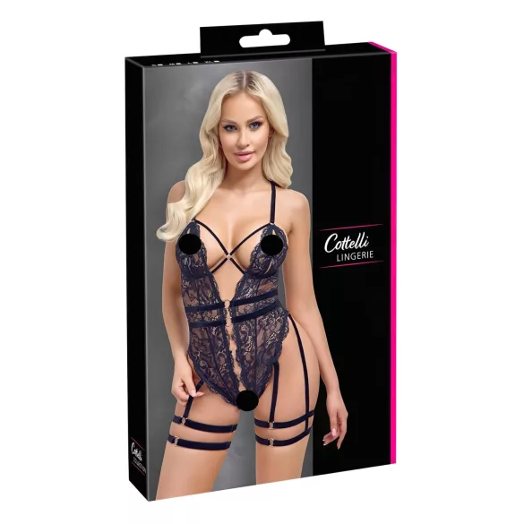 Cottelli - body sexy aberto com tiras - preto