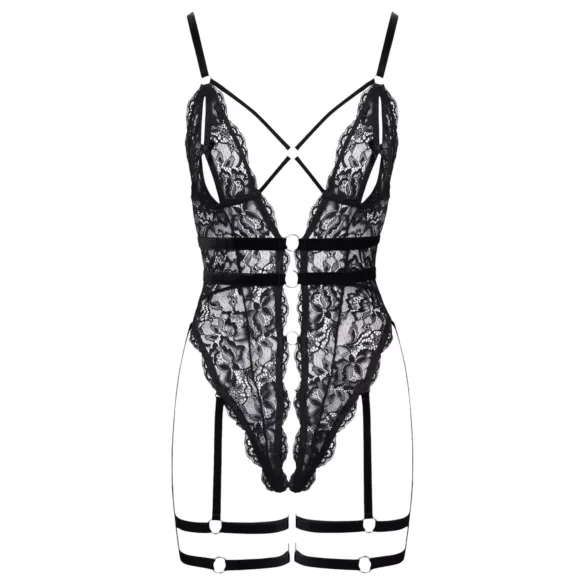 Cottelli - body sexy aberto com tiras - preto - M