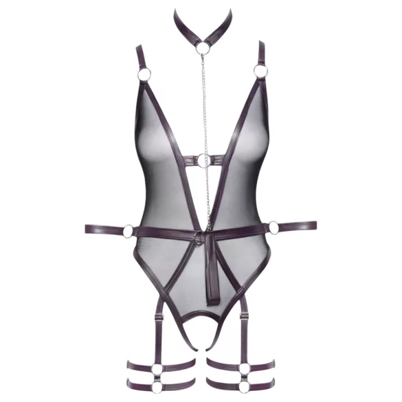 Cottelli Bondage - body aberto com algemas para os braços (preto)
