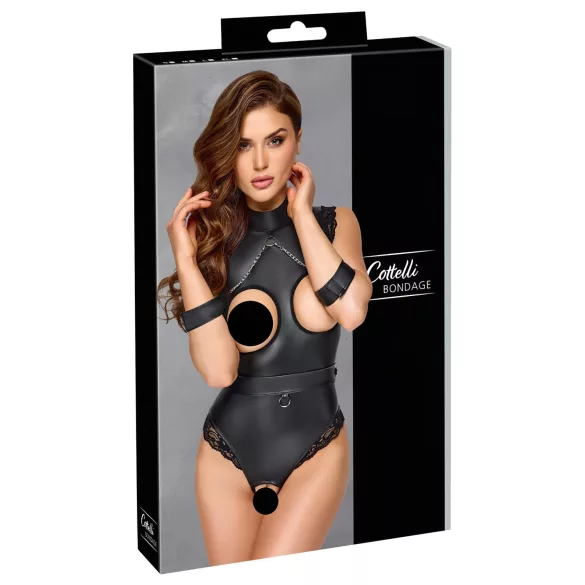 Cottelli Bondage - body aberto seios à mostra - preto - M