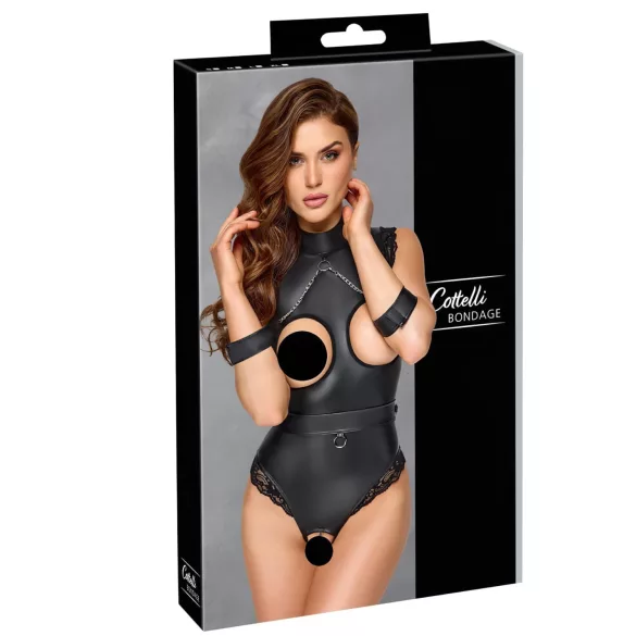 Cottelli Bondage - body aberto seios à mostra - preto - M