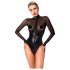 Noir - body feminino brilhante - recorte transparente - preto