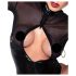 Noir - body feminino brilhante - recorte transparente - preto