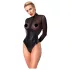 Noir - body feminino brilhante - recorte transparente - preto - M