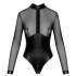 Noir - body feminino brilhante - recorte transparente - preto - M