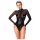 Noir - body feminino brilhante - recorte transparente - preto - L