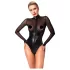 Noir - body feminino brilhante - recorte transparente - preto - XL