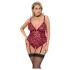 Cottelli Curves - body de renda com correntes - vermelho - 3XL