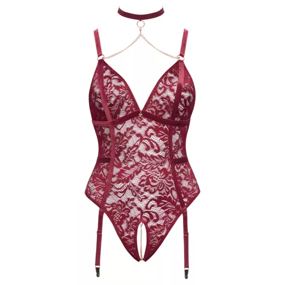 Cottelli Curves - body de renda com correntes - vermelho - 3XL