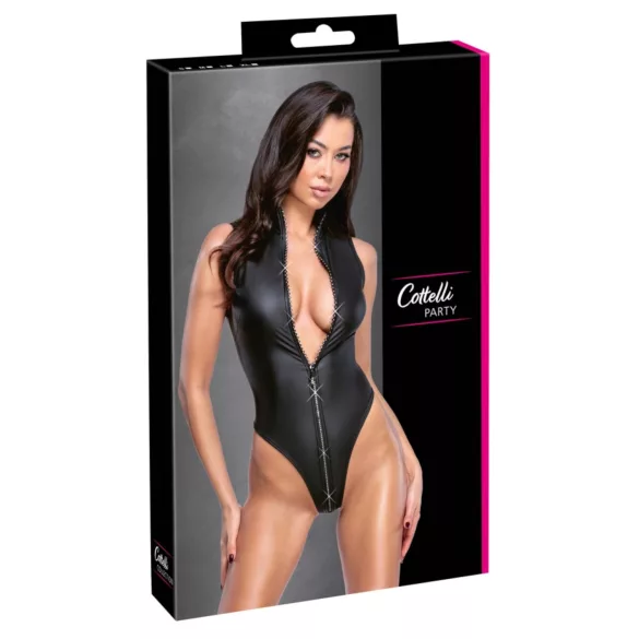 Cottelli - body feminino brilho efeito molhado - preto