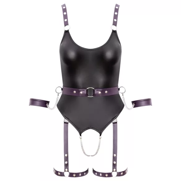 Cottelli - body bondage aberto com algemas - preto - L