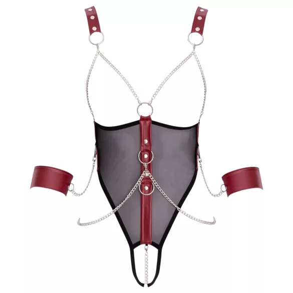 Cottelli Bondage - body aberto com alças e corrente - preto - L