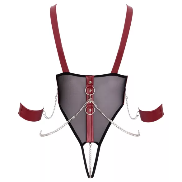 Cottelli Bondage - body aberto com alças e corrente - preto - L