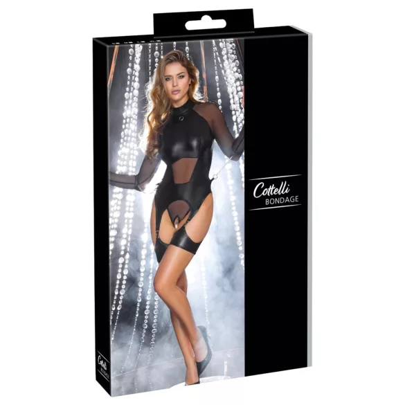 Cottelli Bondage - blusa transparente com algemas - preto