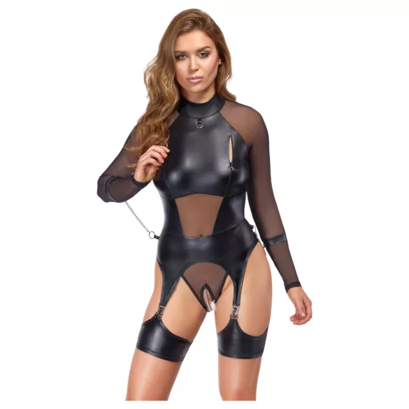 Cottelli Bondage - blusa transparente com algemas - preto