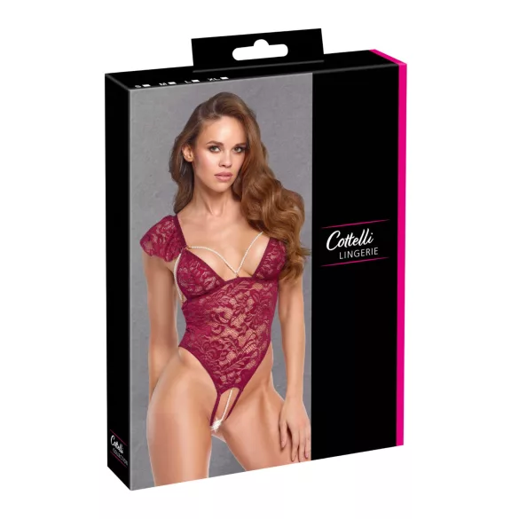 Cottelli - body rendado com pérolas - vermelho - M