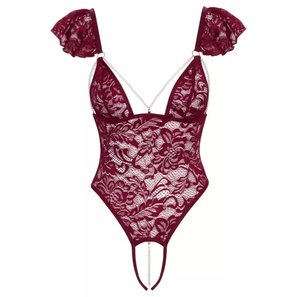 Cottelli - body rendado com pérolas - vermelho - M