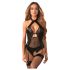 Obsessive Dominna - body transparente brilhante - preto
