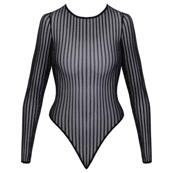 Cottelli - body às riscas com fios prateados (preto) - S-L
