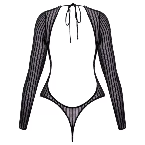 Cottelli - body às riscas com fios prateados (preto) - S-L