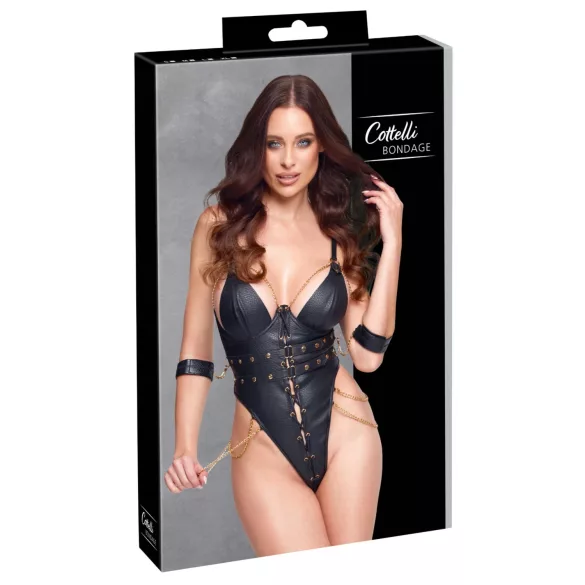 Cottelli - body de bondage com correntes (preto)