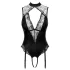 Cottelli - body preto com liga e abertura entrepernas - M