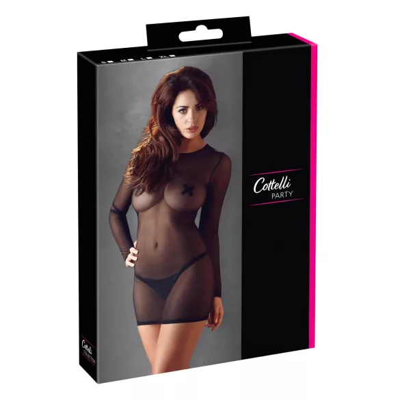 Cottelli - vestido transparente feminino - preto - XL