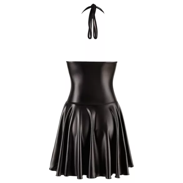 Noir - vestido babydoll transparente decote alto tule preto