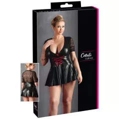   Cottelli Plus Size - vestido brilhante com espartilho vermelho - preto