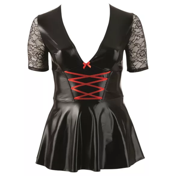Cottelli Plus Size - vestido brilhante com espartilho vermelho - preto