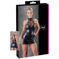   Cottelli - vestido minissaia renda brilhante com colarinho - preto - M