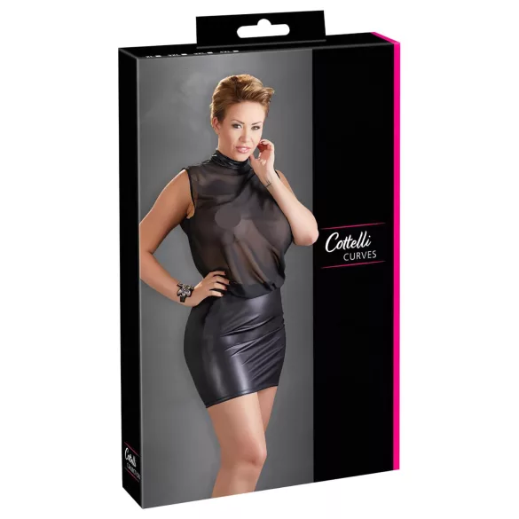 Cottelli Plus Size - vestido chiffon brilhante - preto