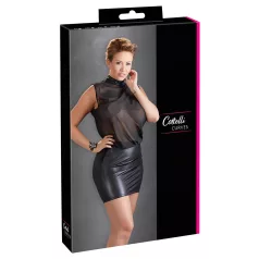 Cottelli Plus Size - vestido chiffon brilhante - preto - 3XL