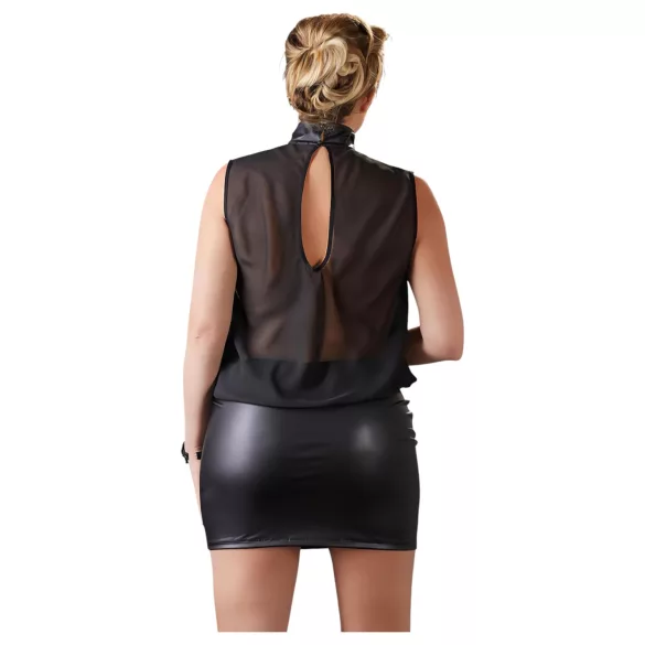 Cottelli Plus Size - vestido chiffon brilhante - preto - 3XL
