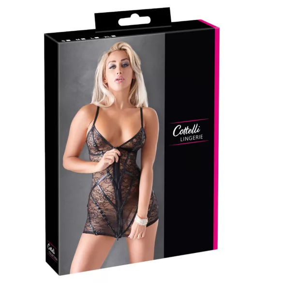 Cottelli - vestido de renda com listras brilhantes - preto - XL