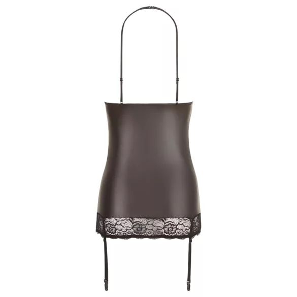 Abierta Fina - minivestido sexy - tecido brilhante preto - L