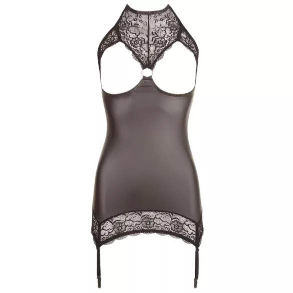 Abierta Fina - minivestido sexy - tecido brilhante preto - XL