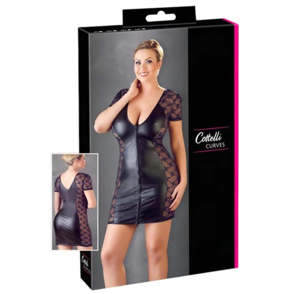 Cottelli Plus Size - lingerie rendada com laço - preto - 4XL