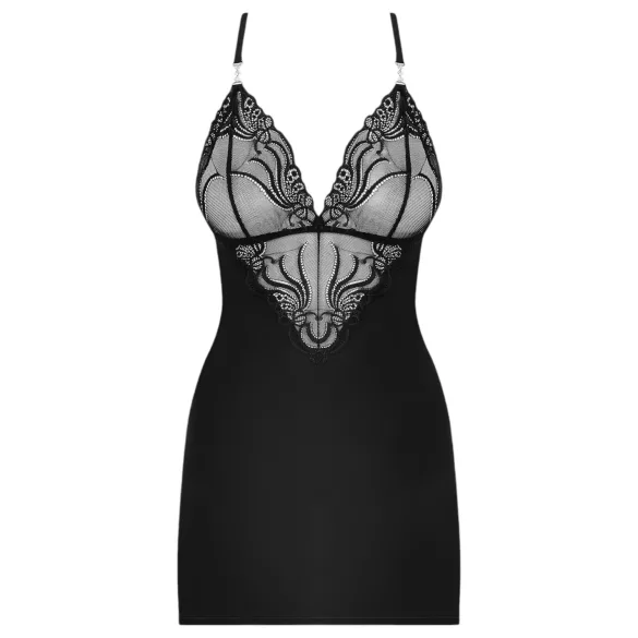 Obsessive - vestido com tiras e tanga com strass - preto