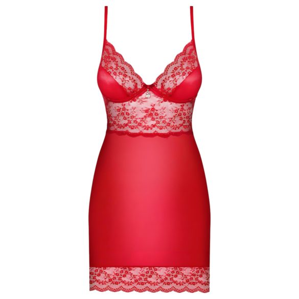 Obsessive Lovica - camisola rendada com tanga - vermelho - 2XL