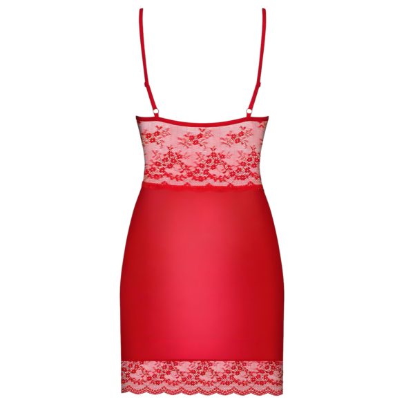 Obsessive Lovica - camisola rendada com tanga - vermelho - 2XL