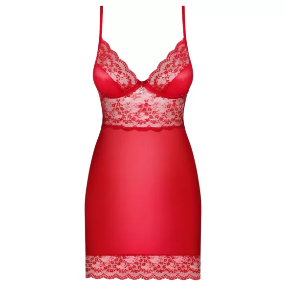 Obsessive Lovica - camisola rendada com tanga - vermelho - L/XL