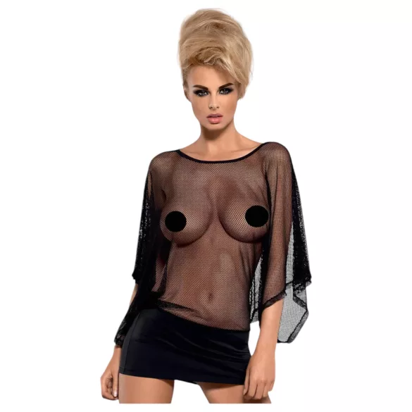 Obsessive Punker - minivestido transparente com fio dental - preto - L/XL
