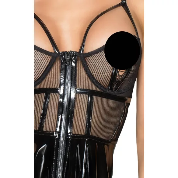 Noir - vestido vinil com rede - preto - L